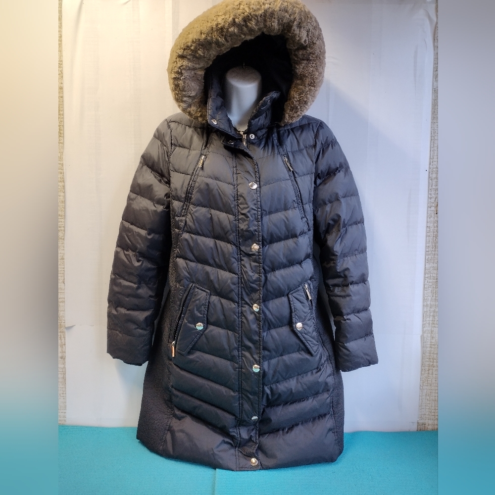 Michael Michael Kors Women's Puffer Parka Hooded Zip Up Long Coat Sz M